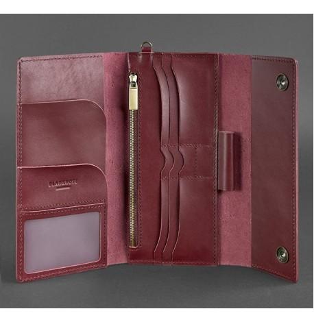 Кожаный клатч-органайзер (тревел-кейс) 5.1 (бордовый)