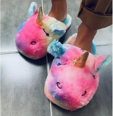 Домашние тапочки "Единороги радужные"