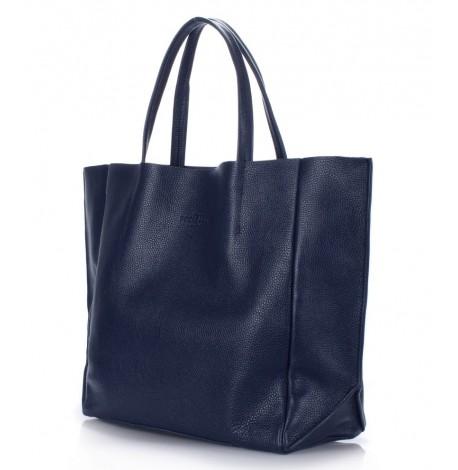 Женская кожаная сумка Poolparty Soho (темно-синяя)