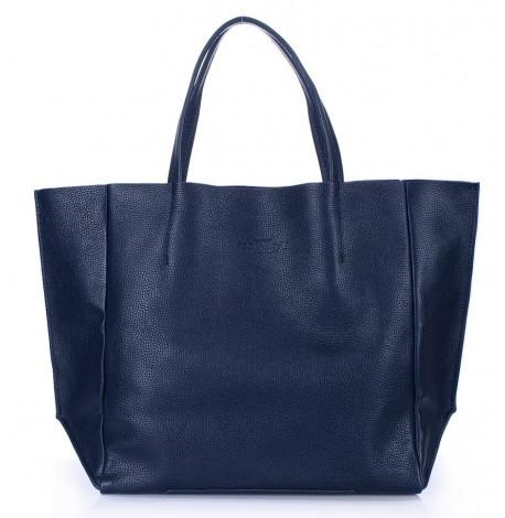 Женская кожаная сумка Poolparty Soho (темно-синяя)