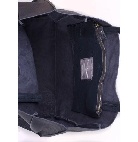 Женская кожаная сумка Poolparty Soho (темно-синяя)