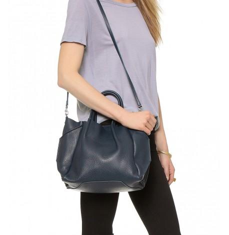 Жіноча шкіряна сумка Poolparty Soho Remix (темно-синя)