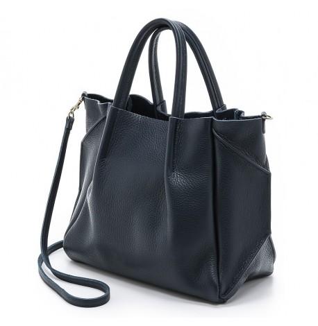 Жіноча шкіряна сумка Poolparty Soho Remix (темно-синя)