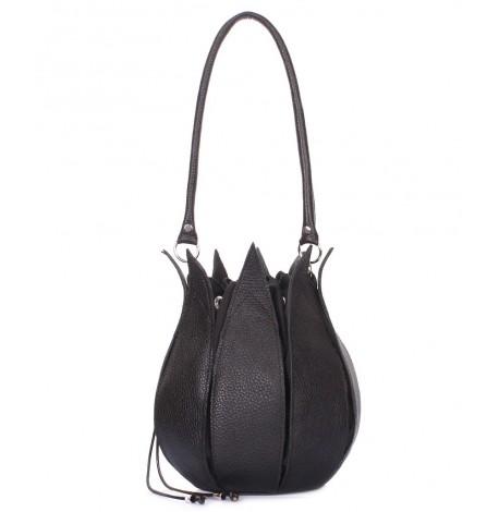 Женская кожаная сумка Poolparty Flower (черная)