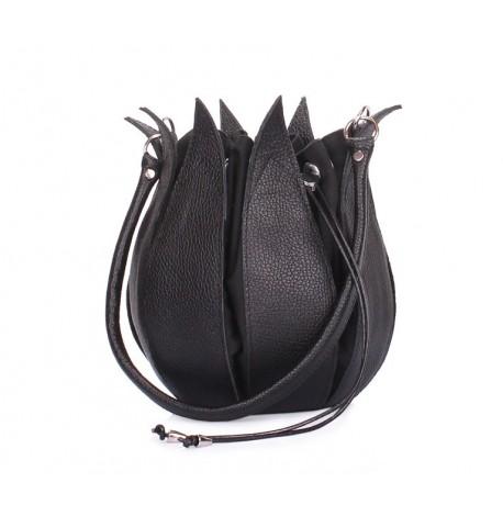 Женская кожаная сумка Poolparty Flower (черная)