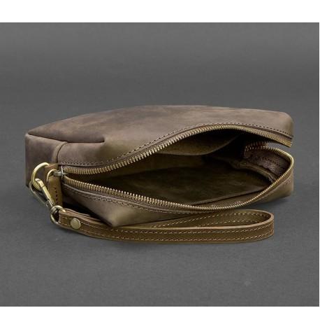 Кожаная косметичка-несессер (темно-коричневая) кожа Crazy Horse