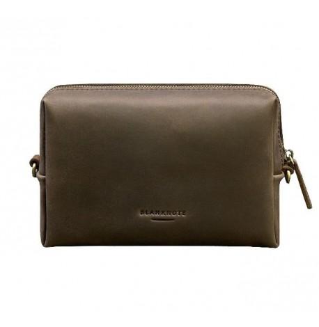 Кожаная косметичка-несессер (темно-коричневая) кожа Crazy Horse