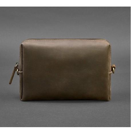 Кожаная косметичка-несессер (темно-коричневая) кожа Crazy Horse