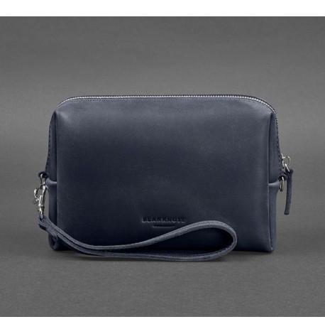 Шкіряна косметичка-несесер (темно-синя) шкіра Crazy Horse