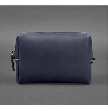 Шкіряна косметичка-несесер (темно-синя) шкіра Crazy Horse