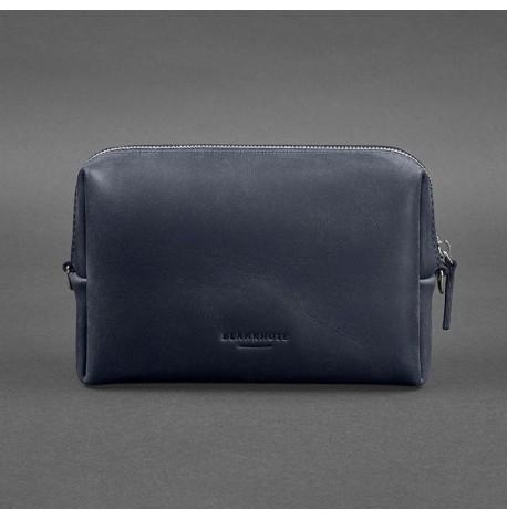 Шкіряна косметичка-несесер (темно-синя) шкіра Crazy Horse