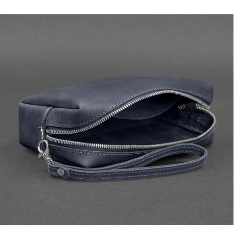 Шкіряна косметичка-несесер (темно-синя) шкіра Crazy Horse