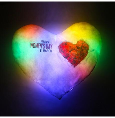 Led подушка серце Women's day (біла)