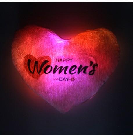 Led подушка серце Happy Women's day (рожевий)