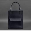 Кожаная сумка шоппер "Бэтси" с карманом (синяя)