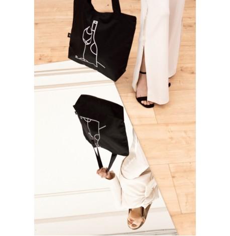 Еко сумка з саржі "Вино" (чорна)