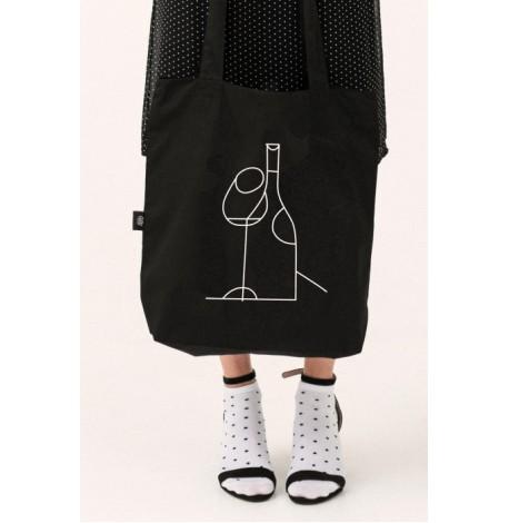 Еко сумка з саржі "Вино" (чорна)
