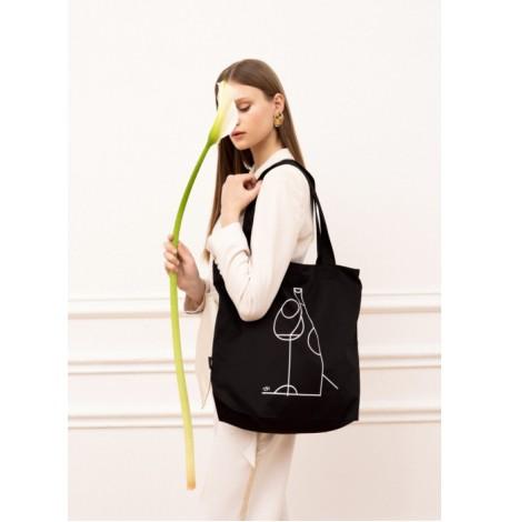 Еко сумка з саржі "Вино" (чорна)
