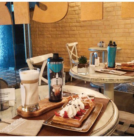 Термокружка "Кіт зі склянкою" (380 мл)