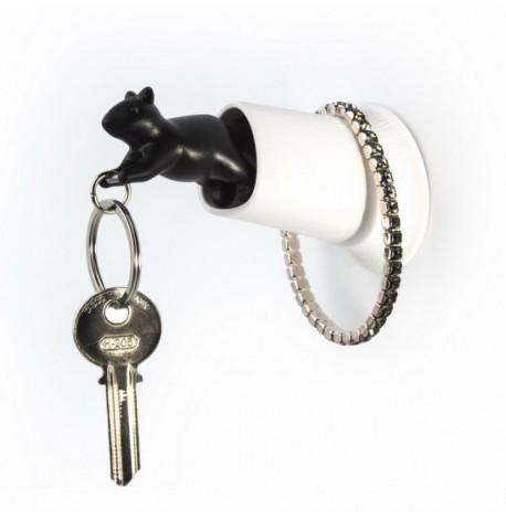 Ключниця настінна і брелок для ключів Squirrel Qualy (чорно-білий)