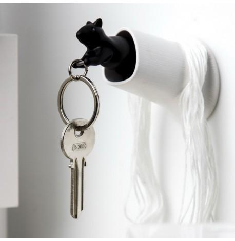 Ключниця настінна і брелок для ключів Squirrel Qualy (чорно-білий)