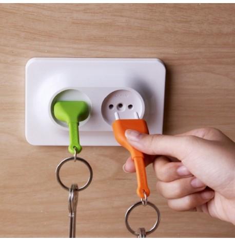 Ключница настенная и брелки для ключей Double Unplug Qualy (зеленый/оранжевый/белый)