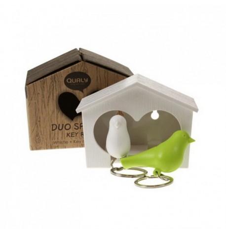 Ключниця настінна і брелоки для ключів Duo Sparrow Qualy (білий-зелений)