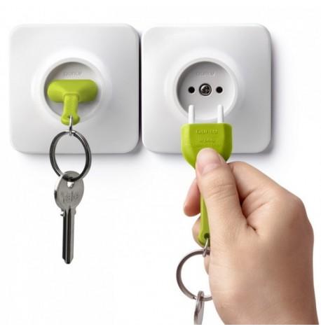 Ключница настенная и брелок для ключей Unplug Qualy (белый-зеленый)