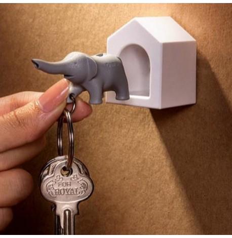 Ключница настенная и брелок для ключей Elephant Qualy (белый-серый) 