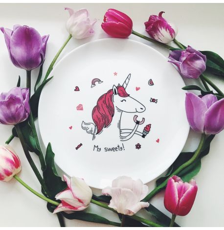 Тарілка з єдинорогом My sweety