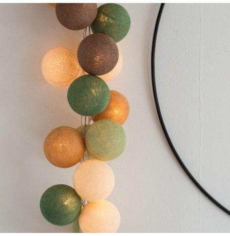 Тайская LED-гирлянда Forest green (10 шариков) линия на батарейках