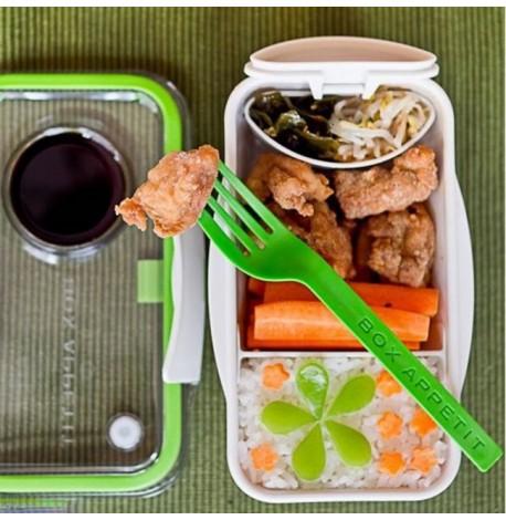 Ланч бокс прямоугольный Bento Box Black+Blum (белый-зеленый)
