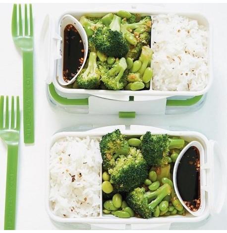 Ланч бокс прямоугольный Bento Box Black+Blum (белый-зеленый)