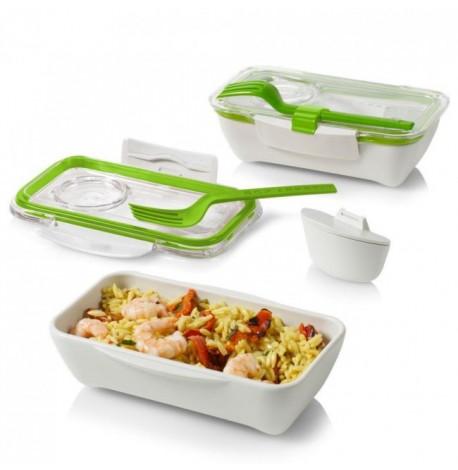 Ланч бокс прямоугольный Bento Box Black+Blum (белый-зеленый)