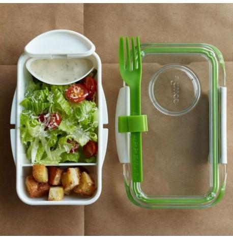 Ланч бокс прямоугольный Bento Box Black+Blum (белый-зеленый)