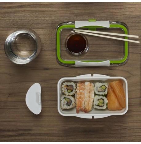 Ланч бокс прямоугольный Bento Box Black+Blum (белый-зеленый)