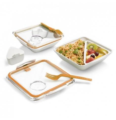 Ланч бокс квадратний Box Appetit Black + Blum (білий-помаранчевий)