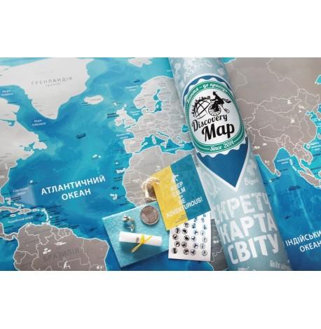 Скретч-карта світу Discovery Map World Silver (українська мова) в тубусі