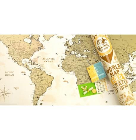Скретч-карта світу Discovery Map World Gold (англійська мова) в тубусі