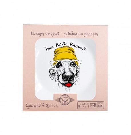 Тарелка с собачкой «Їж Лай Кохай»