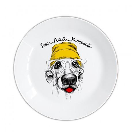 Тарелка с собачкой «Їж Лай Кохай»