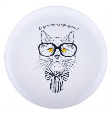 Тарелка с котом «Не делайте из еды культа»