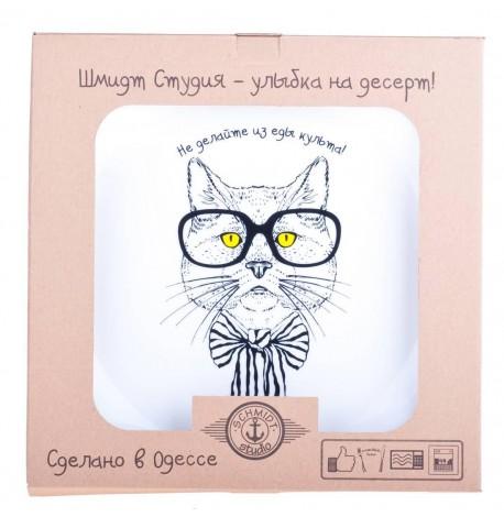 Тарелка с котом «Не делайте из еды культа»