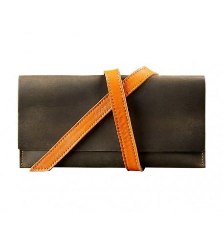 Шкіряний тревел-кейс Voyager 1.0 (темно-коричневий з помаранчевим)