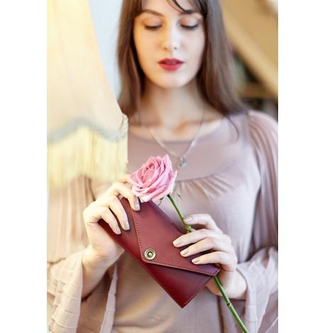 Кошелек женский из натуральной кожи Керри 1.0 (кожа krast) бордовый