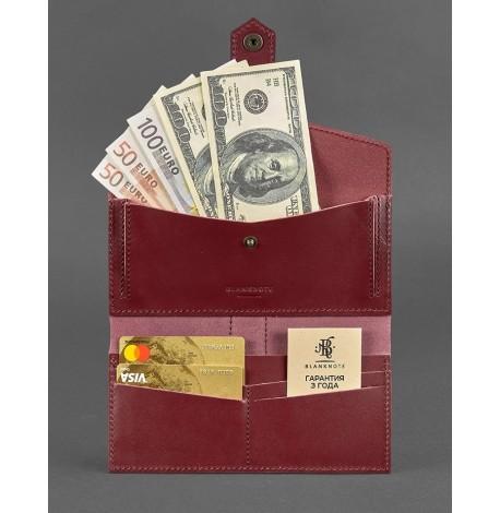 Портмоне з натуральної шкіри 3.0 (бордове) шкіра Krast