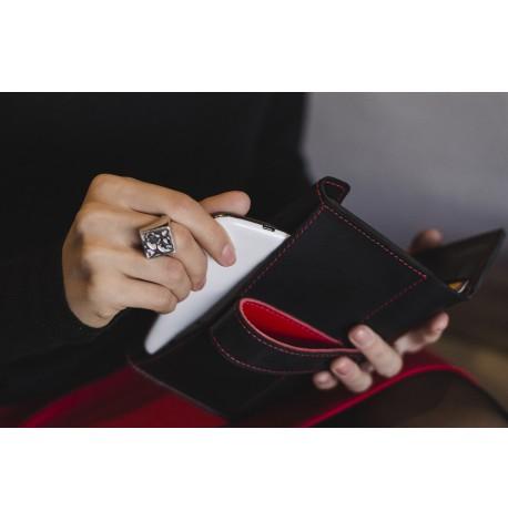 Портмоне з натуральної шкіри 3.0 (чорне з червоним)