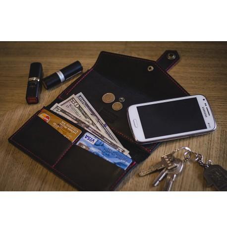 Портмоне з натуральної шкіри 3.0 (чорне з червоним)