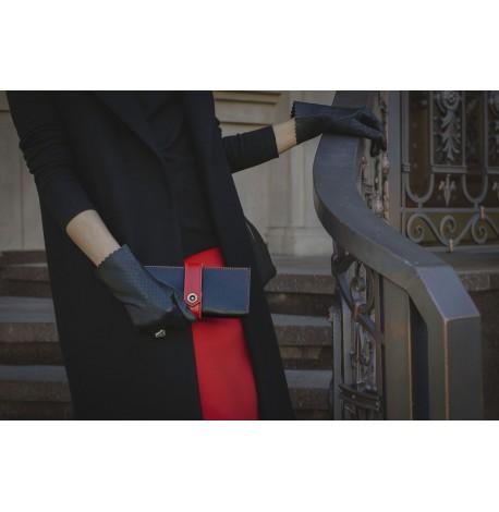 Портмоне з натуральної шкіри 3.0 (чорне з червоним)