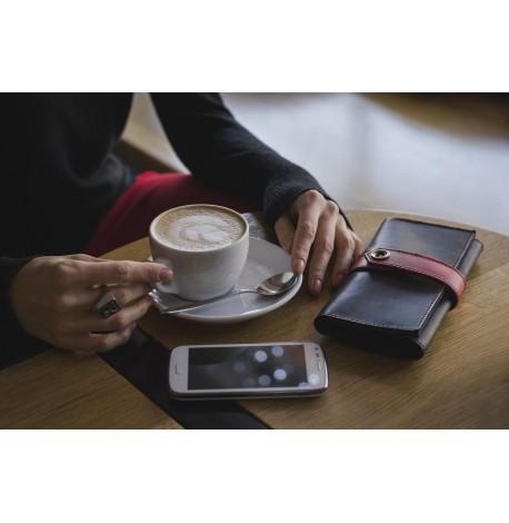 Портмоне з натуральної шкіри 3.0 (чорне з червоним)